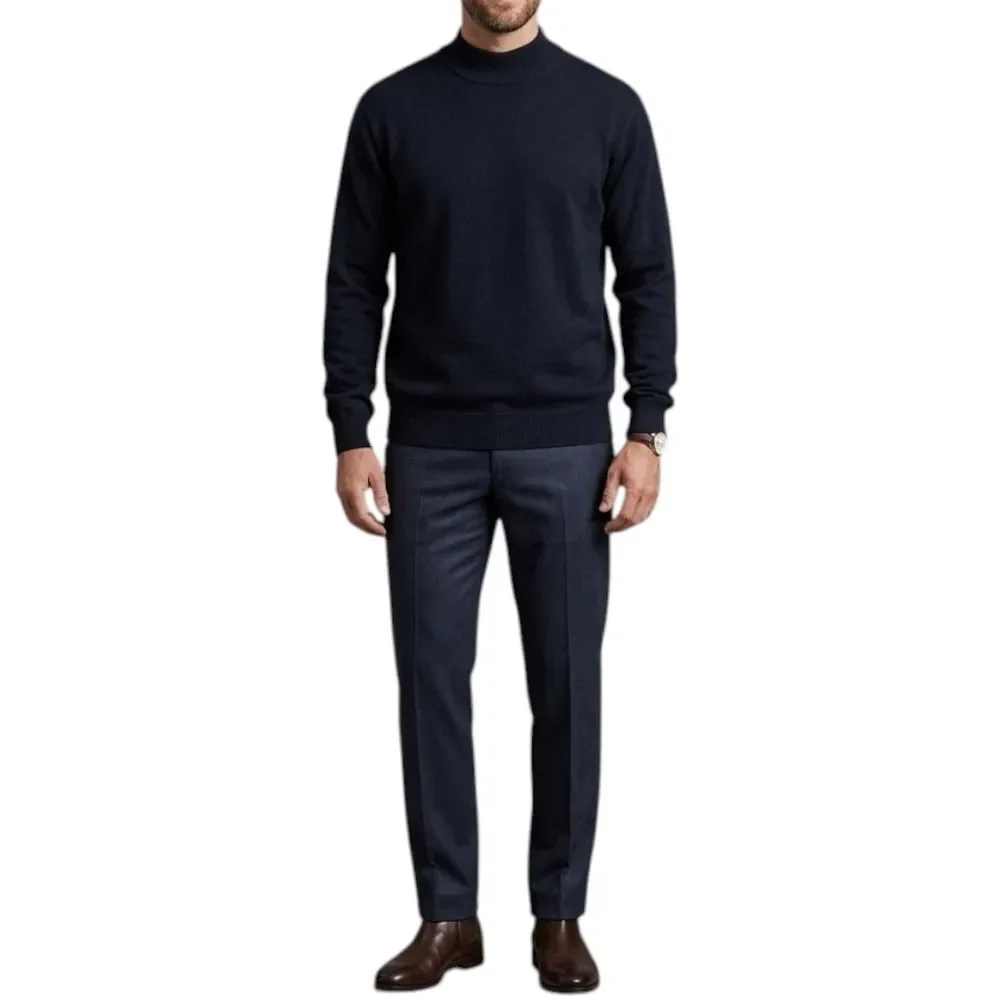 Brooks Brothers 100% Merino Wool Mock Neck Sweater Navy XL
